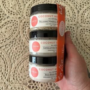 DANI Coconut Hibiscus Bath and Body Trio 4OZ Each Scrub Bath Soak Body Butter